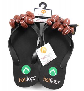 HotFlops Black Football Flip Flops Adult Size Large 10 11
