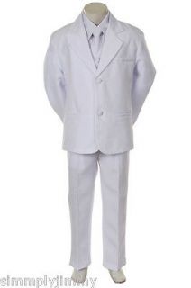 S2 NEW Boy & Teen Dress Formal white Suit Tuxedo Set with vest S XL, 2 