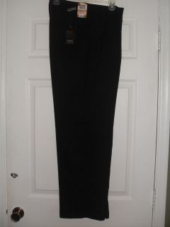 100 NEW Haggar Dress Pants BLACK Pin Stripe Pleated​ Flexable 