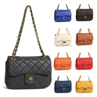   Colored Gold Chain Quilted Shoulder Crossbody Bags Handbags Purse