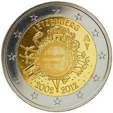 Luxembourg 2 Euro Coin 2012   10 years of Euro