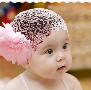   Girl Toddler Baby Flower Lace Headband Hairband Hair Bow Headwear Pink