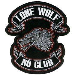 LONE WOLF NO CLUB Embroidered Patch Jacket/Vest Biker 2225