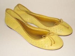 138 JCrew Perforati Leather Ballet Flats Size 12 Yellow Warm 