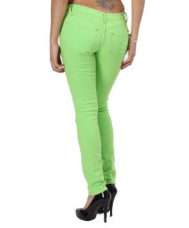 Bright Lime Green Premium Skinny Jeans Shredded Distressed Slim Fit 