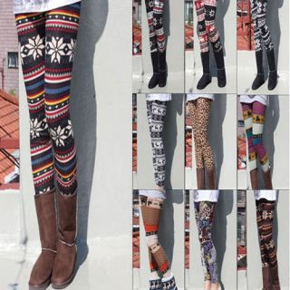 Nordic Pattern Wool Blend Thermal Knit Leggings Tights