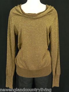 WALTER Sweater Knit Top Sz L Brown/Gold Metallic Silk Cotton Cashmere 