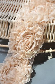 Lace Trim Lace Fabric Beige Chiffon Flower Wedding Trim 2.16 width 1 