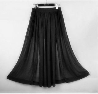 Womens See Through Sheer High Side Split Chiffon Maxi Skirt