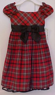 Bonnie Jean 36907 Red, Black, Gray Plaid Dress Sizes 4 6X NWT