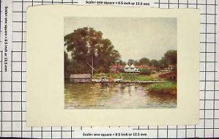 Antiquecolour Print View Houses River Model Boats