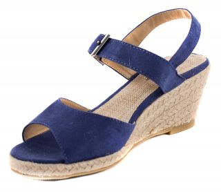 Draco Low Espadrille Wedge Ankle Buckle Strap Sandal Twilight Blue 