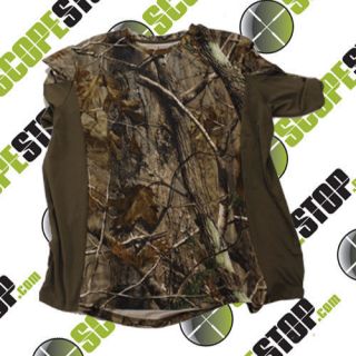 New Habit Real Tree Performance Stretch Tee Camo Shirt w Brown Sides 