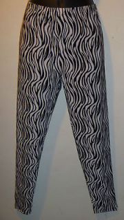   Black White Zebra STRETCH Footless Tights LEGGINGS Lounge Pant LARGE