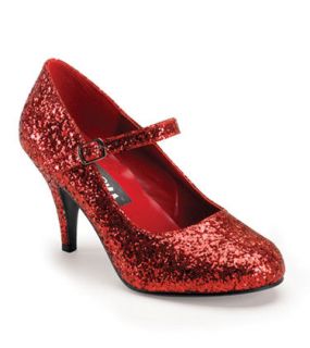 Dorothy Red Glitter Mary Jane Pumps High Heel Shoes