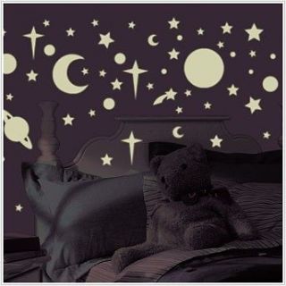   258 GLOW in the DARK Wall Decal STARS PLANETS Room Decor Stickers MOON