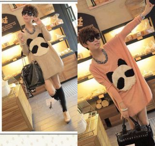   Korea Style Cute Panda Print Long Sleeve Knit Sweater Pullover tops