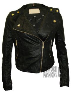 NEW LADIES BIKER STYLE LEATHER LOOK PU CROP JACKETS IN 3 COLOURS SIZE 
