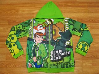 Ben 10 Ultimate Alien Hooded Jacket #989 Green Size 4 age 3 4