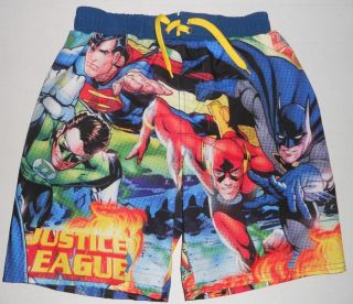 JUSTICE LEAGUE Boys 4 5 6 7 Shorts SWIM TRUNKS Bathing Suit Batman 