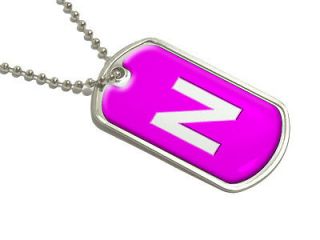 Letter N   Initial Pink   Military Dog Tag Luggage Keychain