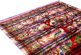 Tree Of Life PURPLE Tapestry/BedSpread/Wall Hanging INDIAN Handloom 