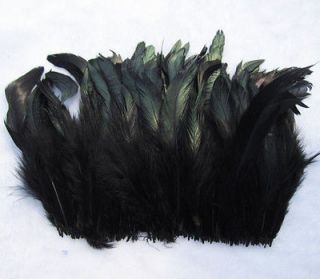 Natural 50pcs Saddle Badger Rooster feathers Black colors 5 6 inches 