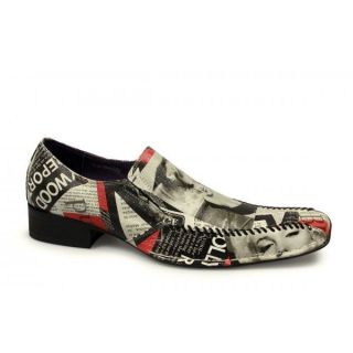   MARILYN MONROE Mens Funky Leather Slip On Party Shoes Black White Red