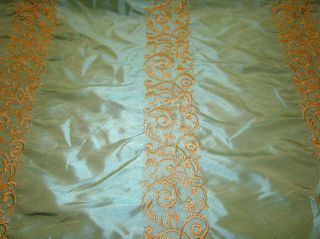 Imitation Taffeta Silk Embroidered Fabric Drapery Upholstery Blue 
