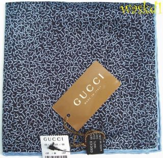   Pochette Navy with Baby Blue logo LETTERS Pocket Square NWT Authentic