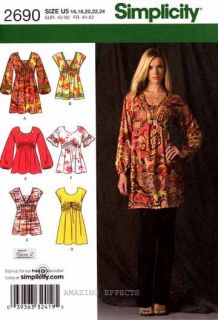   Pattern 2690 Womens Mini Dress Tunics Tops 16 24 misses sewing