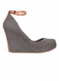 MELISSA PATCHULI GREY FLOCK WEDGES WITH PALE PINK STRIPE AND LINING 
