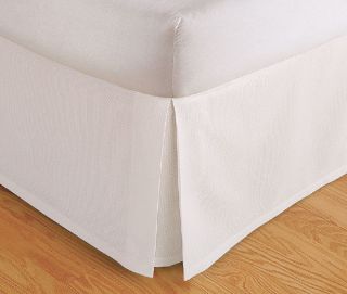 TAILORED BED SKIRT, PLEATED DUST RUFFLE, 14 DROP, WHITE BEIGE, TWIN 