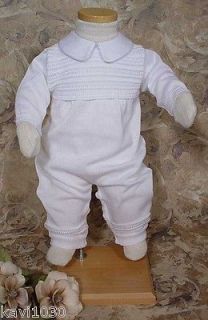   Christening Baptism Blessing Handmade Cotton Knit Outfit 3M 6M 12M
