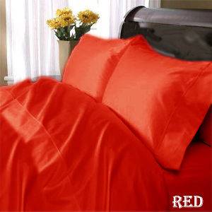   TC RED SOLID BEDDING COLLECTION 100% EGYPTIAN COTTON SUPER DEEP POCKET