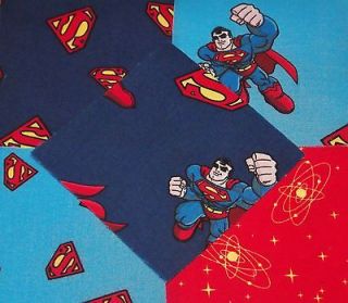   Squares 50   4 Sq Super Hero SUPERMAN Cotton Fabric Charm Quilt Kit