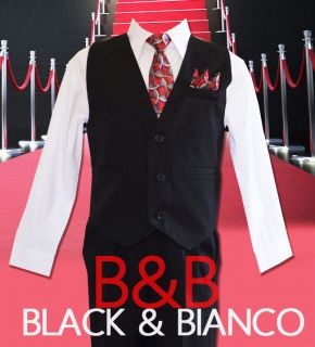   Toddler 4 Piece Pinstripe Black Vest Suit Outfit Tie (0 24 Months