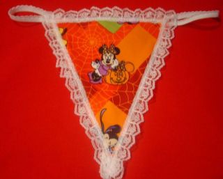 Womens MINNIE MOUSE G String Thong Halloween Disney Pumpkin Panty 