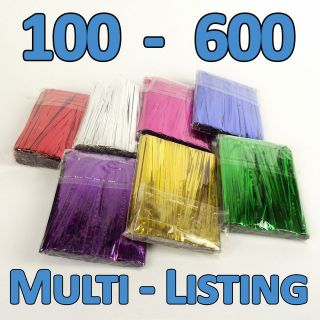 100   600 Shiny Metallic Wire Twist Ties 10cm 4