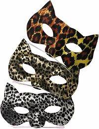 Exotic Cat Eye Mask Halloween Holiday Costume Party Leopard & Silver