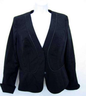 Lillie Rubin Black Blazer Jacket Snap Front, Cuff Sleeves Small