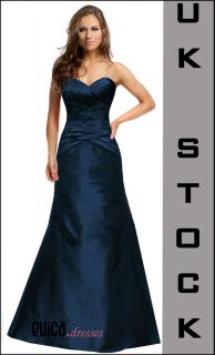 STRAPLESS NAVY BLUE BRIDESMAID EVENING PROM BALL CRUISE DRESS GOWN 
