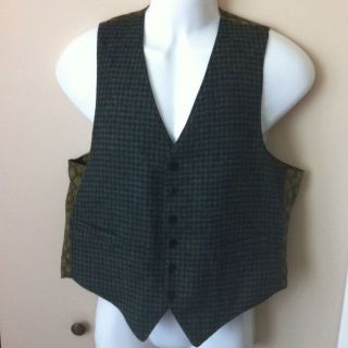 Reversible Vintage Vest Houndstooth Tweed Rockabilly Unique 42 Chest