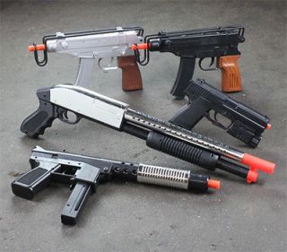 Lot 5 Airsoft Guns Set 1 Shotgun, 3 Uzi & 1 Pistol Air Soft Toy Gun w 