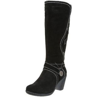   B1606 Leana Waterproof Leather Shearling Winter Zip Boots [ Black
