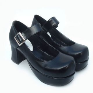   cosplay black rock party Goth shoes wedges Japan fashion free ship