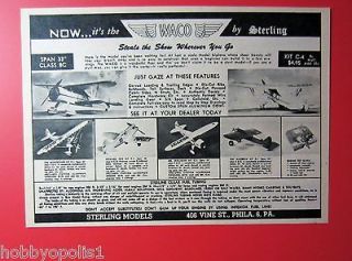   MODELS 1949 Magazine Ad for Waco Model Biplane & Other Airplane Kits