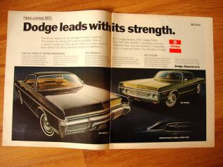 1972 Dodge Polara Monaco Ad Leads with its Strength