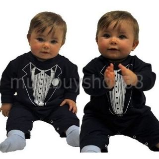 Smart Baby Boy Tuxedo Print Costume Long Sleeves Black One pieces 1 15 