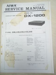 AIWA Service Manual~DX 1200 Compact Disc CD Player~Origina​l